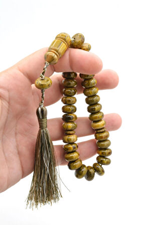 Zeyn Usta İşi Basık Model Yeşil Katalin Tesbih 011