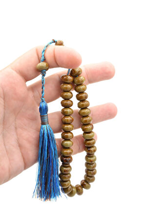 Zeyn Usta İşi Basık Model Kahverengi Mavi Katalin Tesbih 012