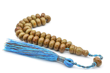 Zeyn Usta İşi Basık Model Kahverengi Mavi Katalin Tesbih 012