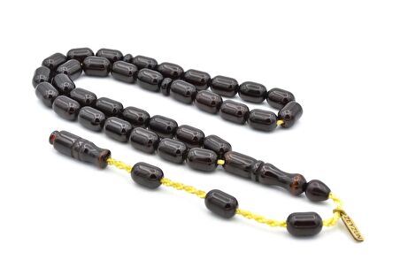 Zeyzun Usta İmzalı Kapsül Model Koyu Kahverengi Sıkma kehribar Tesbih