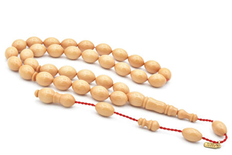 Hakkı Usta İmzalı Beyzi Kesim Beyaz Katalin Tesbih 