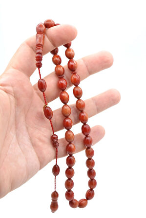 Hakkı Usta İmzalı Beyzi Kesim Hareli Turuncu Katalin Tesbih 