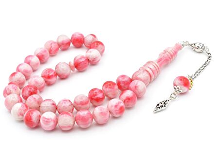 Hakkı Usta İmzalı Kamçılı Küre Kesim Pembe Çekoslavak Katalin Tesbih 