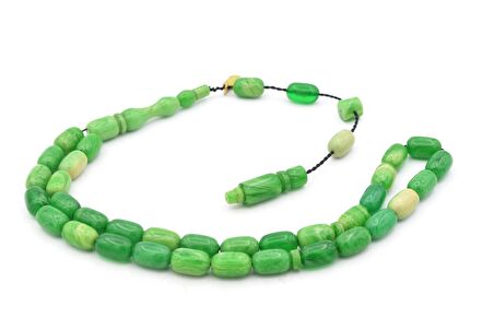 Hakkı Usta İmzalı Kapsül Kesim Bilek Boy Yeşil Sıkma Kehribar Tesbih