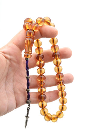 Usta İşi Basık Model Bej İran Necef Bağa Tesbih İri Boy