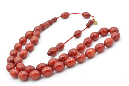 Hakkı Usta İmzalı Beyzi Kesim Hareli Turuncu Katalin Tesbih 003