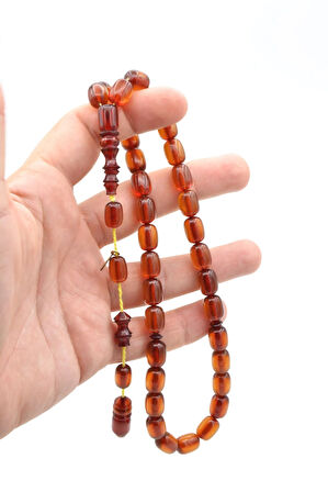 Hakkı Usta İmzalı Kapsül Kesim Şeffaf Turuncu Katalin Tesbih