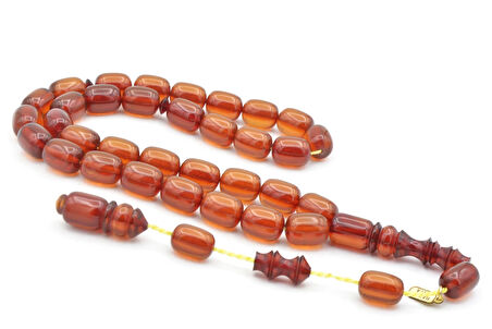 Hakkı Usta İmzalı Kapsül Kesim Şeffaf Turuncu Katalin Tesbih