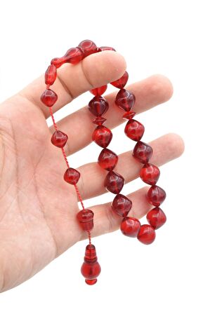 Usta İşi Sistemli Kırmızı Toz Pres Kehribar Efe Maskot Tesbih