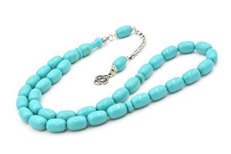 Gümüş Kaplama Kamçılı Kapsül Kesim Mavi Katalin Tesbih