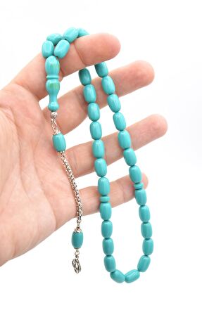 Gümüş Kaplama Kamçılı Kapsül Kesim Mavi Katalin Tesbih