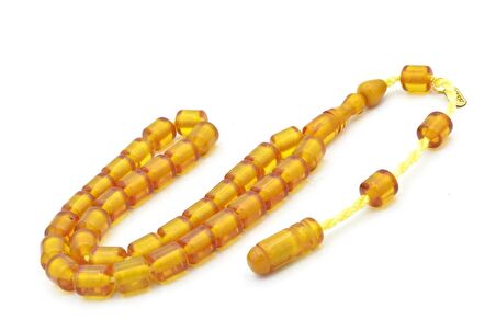 Hakkı Usta İmzalı Kapsül Kesim Bilek Boy Sıkma Kehribar Tesbih 106