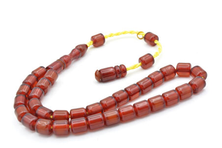 Hakkı Usta İmzalı Kapsül Kesim Bilek Boy Sıkma Kehribar Tesbih 107