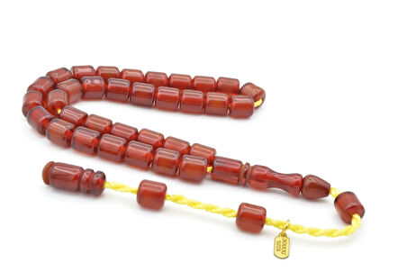 Hakkı Usta İmzalı Kapsül Kesim Bilek Boy Sıkma Kehribar Tesbih 107