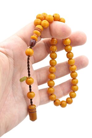 Hakkı Usta İmzalı Küre Kesim Bilek Boy Sıkma Kehribar Tesbih 117