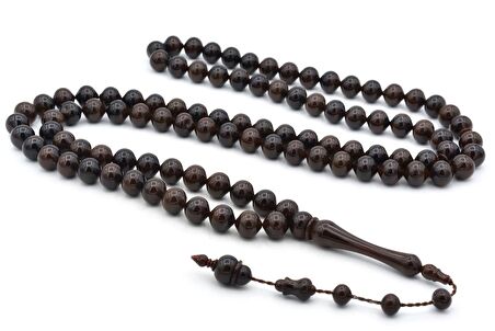 Sistemli Sığırcık Kesim 99 luk Koyu Kahve Uçak Camı Tesbih