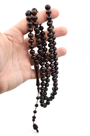 Sistemli Sığırcık Kesim 99 luk Koyu Kahve Uçak Camı Tesbih