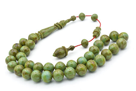 Usta İşi Sistemli Sığırcık Kesim İri Boy Yeşil Mavi Katalin Tesbih