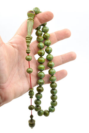 Usta İşi Sistemli Sığırcık Kesim İri Boy Yeşil Mavi Katalin Tesbih