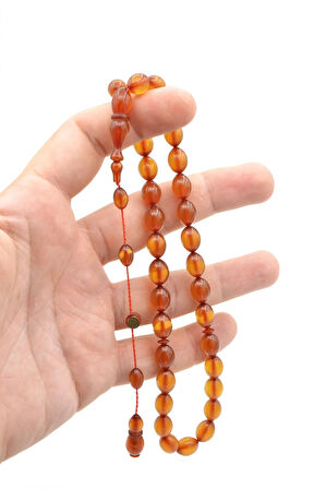 Ayhan Turan İmzalı Beyzi Kesim Sarı Sıkma Kehribar Tesbih