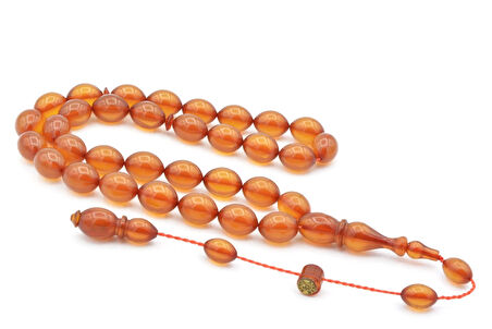 Ayhan Turan İmzalı Beyzi Kesim Sarı Sıkma Kehribar Tesbih