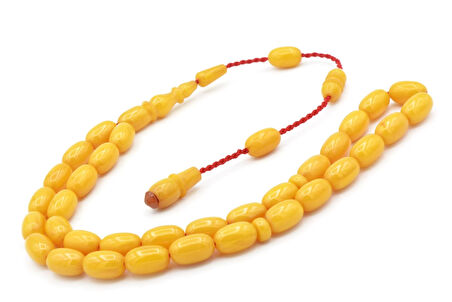 Usta İşi Sistemli Kapsül Kesim İri Boy Damarlı Sarı Katalin Tesbih 