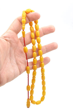 Usta İşi Sistemli Kapsül Kesim İri Boy Damarlı Sarı Katalin Tesbih 