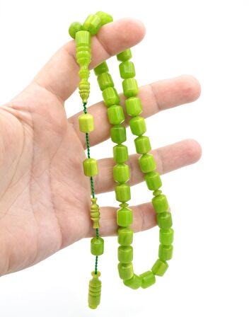 Usta İşi Sistemli Fıçı Kesim Fıstık Yeşili Katalin Tesbih 