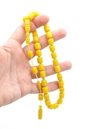 Usta İşi Sistemli Fıçı Kesim Sarı Katalin Tesbih 