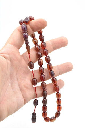 Usta İşi Sistemli Beyzi Kesim Kırmızı Mavi Katalin Tesbih 