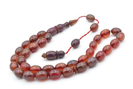 Usta İşi Sistemli Beyzi Kesim Kırmızı Mavi Katalin Tesbih 