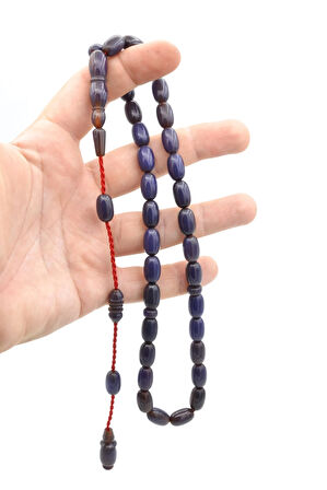 Usta İşi Sistemli Badem Kesim Koyu Mavi Katalin Tesbih 