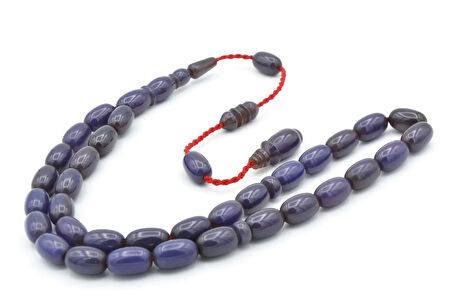 Usta İşi Sistemli Badem Kesim Koyu Mavi Katalin Tesbih 