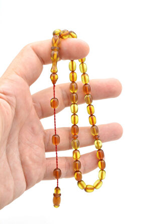 Usta İşi Kapsül Kesim Günlük Boy Açık Yeşil Sıkma Kehribar Tesbih 