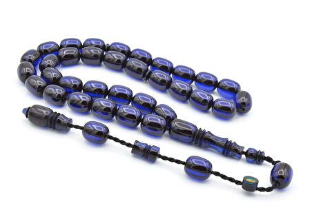 Ebu Sırr İmzalı Tombul Beyzi Kesim İri Boy Lacivert Katalin Tesbih 