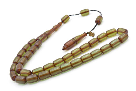 M.Tacir Usta İmzalı Kapsül Kesim Mavi Sıkma Kehribar Tesbih 