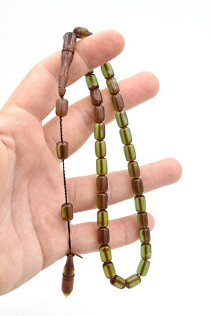 M.Tacir Usta İmzalı Kapsül Kesim Mavi Sıkma Kehribar Tesbih 