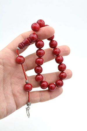 Sistemli Küre Kesim Kırmızı Sıkma Kehribar Efe Maskot Tesbih