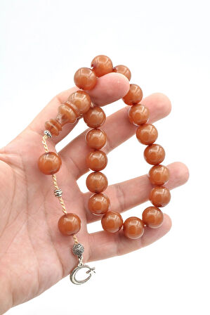 Sistemli Küre Kesim Damarlı Bej Sıkma Kehribar Efe Maskot Tesbih