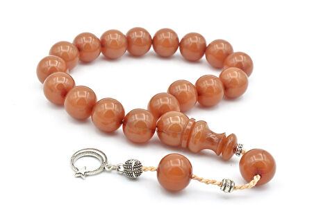 Sistemli Küre Kesim Damarlı Bej Sıkma Kehribar Efe Maskot Tesbih