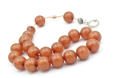 Sistemli Küre Kesim Damarlı Bej Sıkma Kehribar Efe Maskot Tesbih