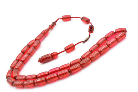 Ahmet Emin Usta İmzalı Neon Pembe Ateş Kehribar Tesbih