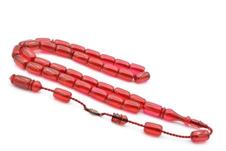 Ahmet Emin Usta İmzalı Neon Pembe Ateş Kehribar Tesbih