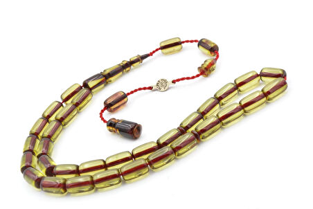 Ahmet Emin Usta İmzalı Yeşil Ateş Kehribar Tesbih