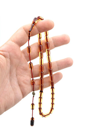 Ahmet Emin Usta İmzalı Bej Ateş Kehribar Tesbih