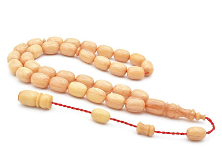 Usta İşi Sistemli Kapsül Kesim Hareli Beyaz Katalin Tesbih