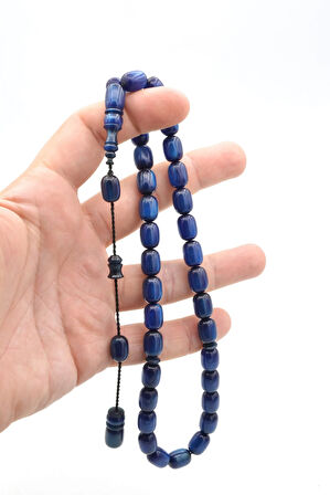 Usta İşi Sistemli Kapsül Kesim Simli Lacivert Katalin Tesbih