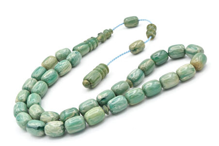 Usta İşi Sistemli Kapsül Kesim Hareli Turkuaz Katalin Tesbih