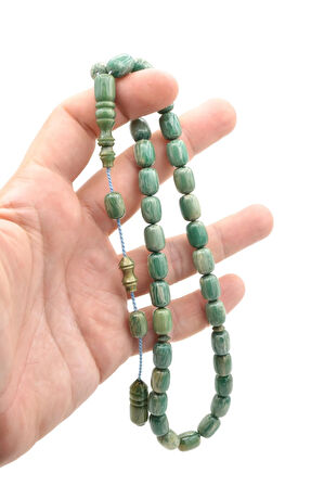 Usta İşi Sistemli Kapsül Kesim Hareli Turkuaz Katalin Tesbih