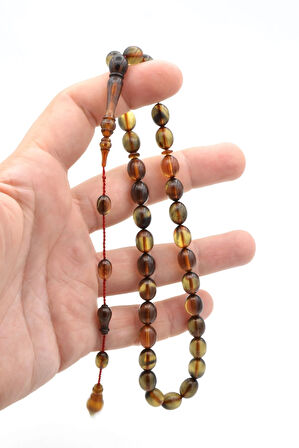 Sait Usta Yapımı Beyzi Kesim Şeffaf Lacivert Sıkma Kehribar Tesbih